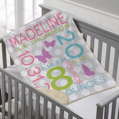 Sweet Baby Personalized 30-Inch x 40-Inch Sherpa Baby Blanket Collection