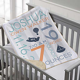 Sweet Baby Boy Personalized 30-Inch x 40-Inch Sherpa Baby Blanket