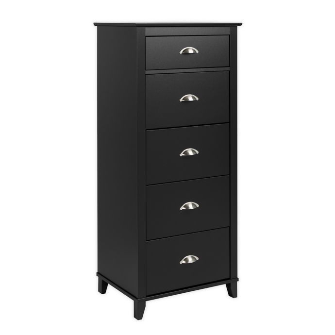 Prepac Yaletown 5 Drawer Tall Chest In Black Bed Bath Beyond