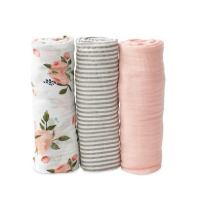 little unicorn watercolor rose swaddle