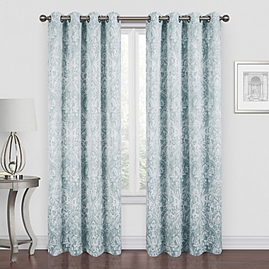 Piazza 108-Inch Grommet Room Darkening Window Curtain Panel in Spa (Single). View a larger version of this product image.