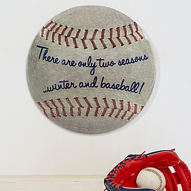 Masterpiece Art Gallery Two Seasons Baseball Dome Shaped 15-Inch Square Metal Wall Decor. View a larger version of this product image.