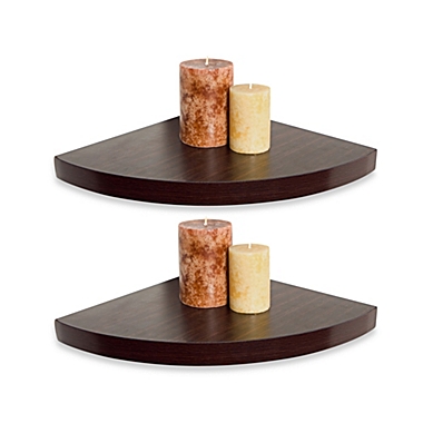 Walnut Grain Finish Corner Radial Shelves (Set of 2). View a larger version of this product image.
