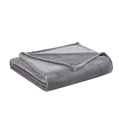 Truly Soft&reg; Velvet Plush Twin XL Blanket in Grey. View a larger version of this product image.