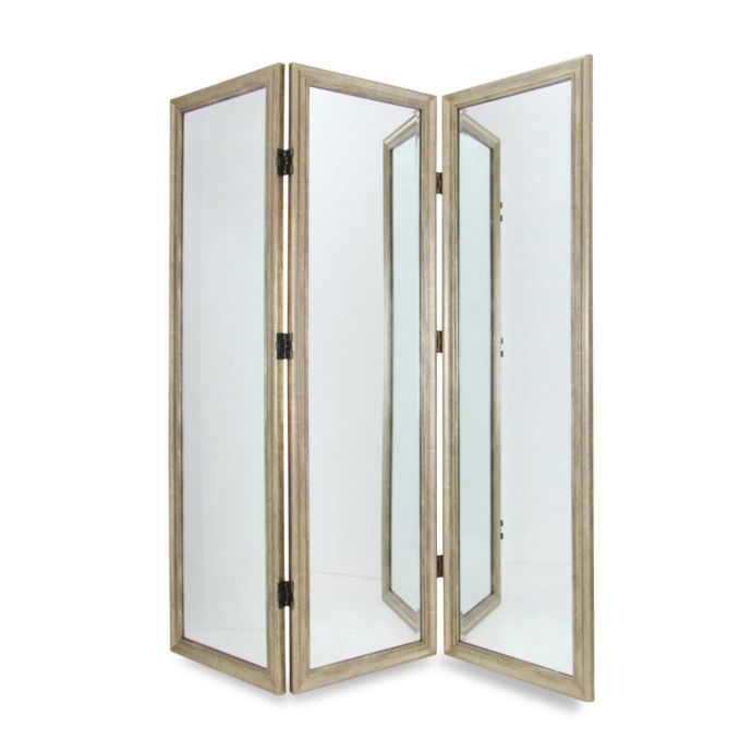 Full Size 3 Panel Dressing Mirror Room Divider Screen Bed