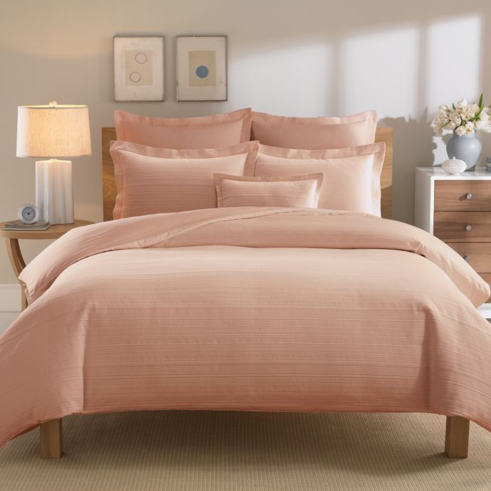 Real Simple® Linear Duvet Cover in Peach Bed Bath and Beyond Canada