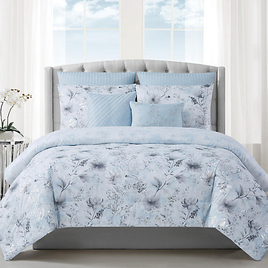 Style 212 Ava 7 Piece Comforter Set, Light Blue Comforter Sets Full