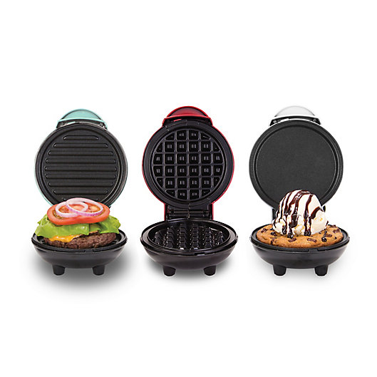 Alternate image 1 for Dash® Mini Maker 3-Piece Griddle, Waffle, and Grill Set in Aqua/Red/White