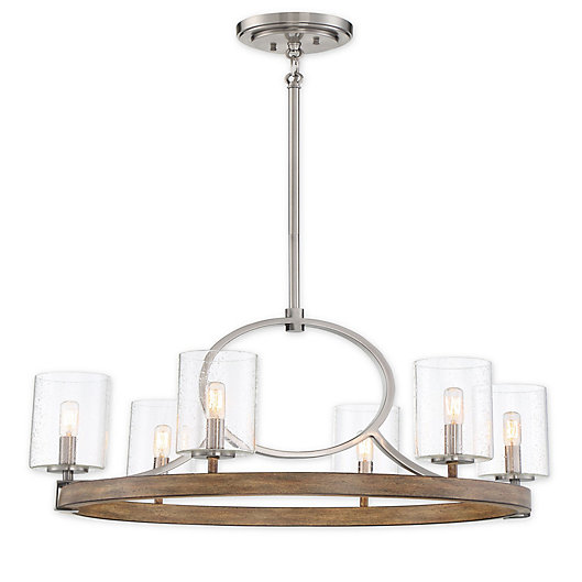 Minka Lavery Country Estates 6 Light Chandelier In Wood Brushed Nickel Bed Bath Beyond - Home Decorators Collection 6 Light Round Chandelier Satin Nickel