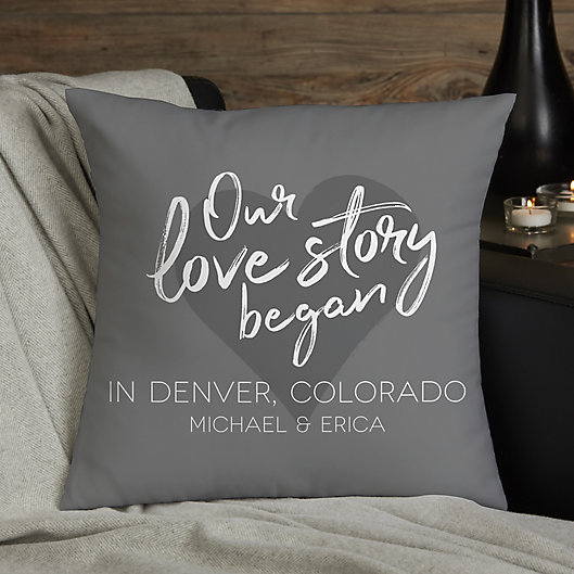 Alternate image 1 for Our Love Story Personalized Throw Pillow