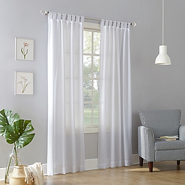 No.918&reg; Jacob Heathered Texture 95-Inch Semi-Sheer Tab Top Curtain Panel in White (Single). View a larger version of this product image.