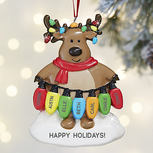 Alternate image 1 for Christmas Lights Reindeer 7-Names Personalized Christmas Ornament