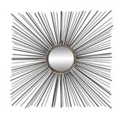 Ridge Road Decor Iron 28-Inch Square Sunburst Mirror in Black