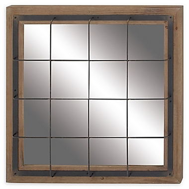 Ridge Road Decor 32-Inch Square Grid Wall Mirror in Brown. View a larger version of this product image.