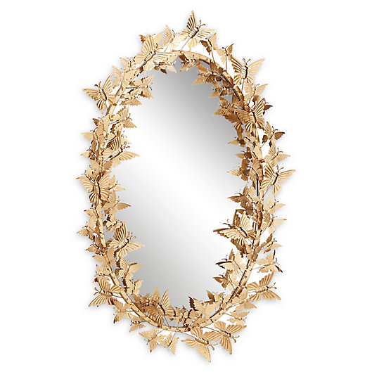 Alternate image 1 for Ridge Road Decor Butterfly 41-Inch x 25-Inch Hanging Wall Mirror in Gold