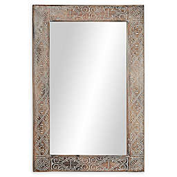 Ridge Road Décor 47.5-Inch x 31.5-Inch Rectangular Hand-Carved Wall Mirror in White