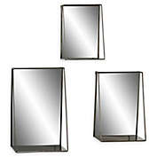 Ridge Road Decor Industrial Metal Wall Mirrors with Shelves (Set of 3)