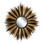 Ridge Road Decor 54-Inch Round Striped Grass Wall Mirror in Black