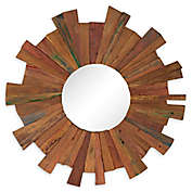 Ridge Road D&eacute;cor 35-Inch Eclectic Wood Round Wall Mirror