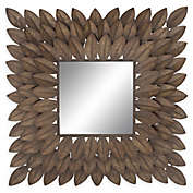 Ridge Road D&eacute;cor Metal Leaves Square Wall Mirror in Brown