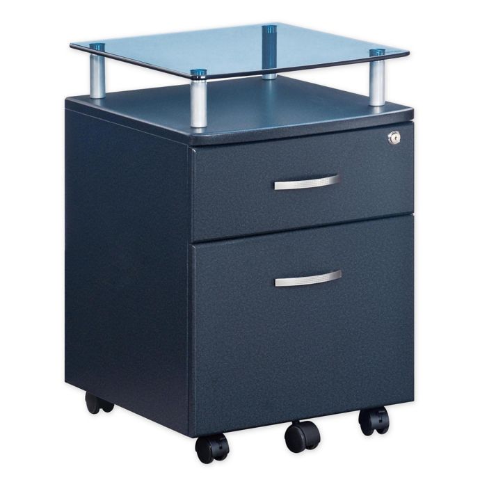 Techni Mobili Glass Top File Cabinet In Graphite Bed Bath Beyond