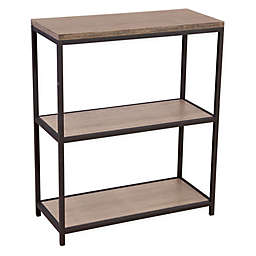 3-Tier Solid Bamboo Bookshelf with Steel Frame in Brushed Grey