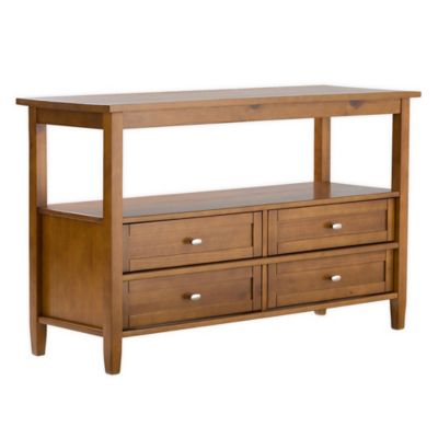 Warm Shaker SOLID WOOD 48 inch Wide Transitional Console Sofa Table in Light Golden Brown
