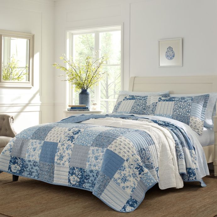 Laura Ashley Paisley Patchwork Quilt Set In Blue Bed Bath