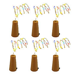 LumaBase Multicolor Battery-Operated Wine Cork Fairy Lights (Set of 6)