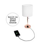 Alternate image 6 for Rose Gold Stick Table Lamp with Charging Outlet and White Fabric Shade