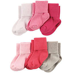 Luvable Friends® Size 12-24M 6-Pack Basic Cuff Socks in Coral/Pink