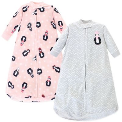 Hudson Baby&reg; Size 0-9M 2-Pack Penguin Wearable Blankets in Pink