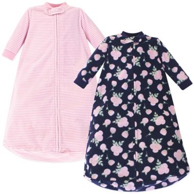 Hudson Baby&reg; Size 0-9M 2-Pack Rose Wearable Blankets in Blue. View a larger version of this product image.