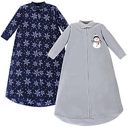 Hudson Baby® Size 0-9M 2-Pack Long Sleeve Snowman Fleece Sleeping Bags in Blue