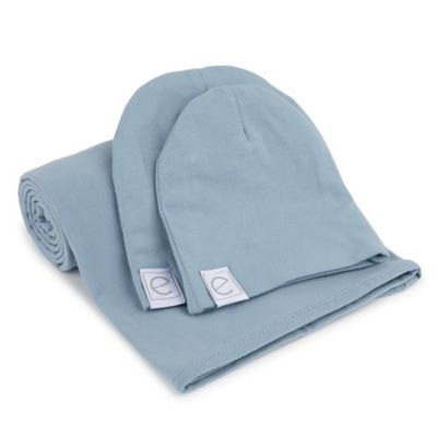 Ely&#39;s &amp; Co. Size NB &amp; 0-3M 3-Piece Swaddle &amp; Beanie Set in Dusty Blue