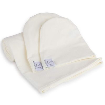 Ely&#39;s &amp; Co. Size NB &amp; 0-3M 3-Piece Swaddle &amp; Beanie Set in Ivory