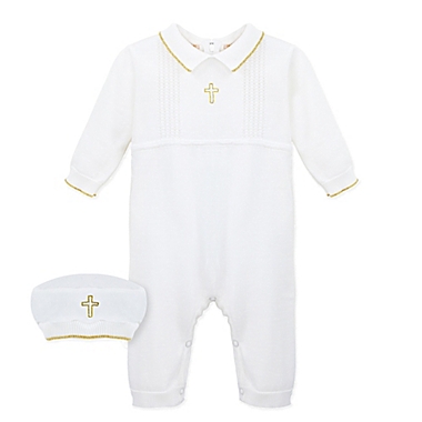 Carriage Boutique Baby Boys Christening Outfit with Bonnet Hat Cross Detail