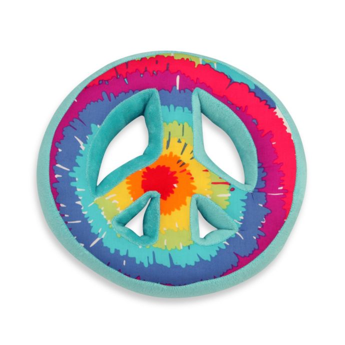 One Grace Place Terrific Tie Dye Decorative Peace Sign Pillow Bed