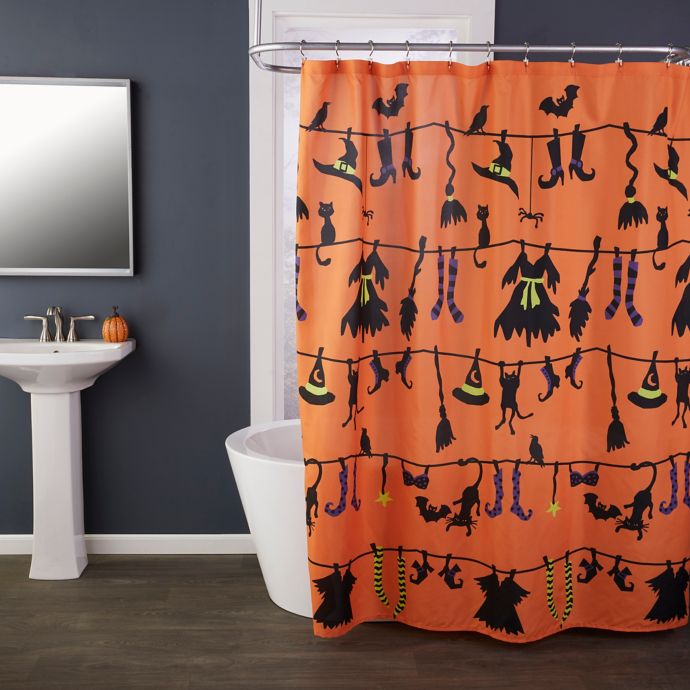 SKL Home Witches Clothesline Shower Curtain in Orange | Bed Bath & Beyond