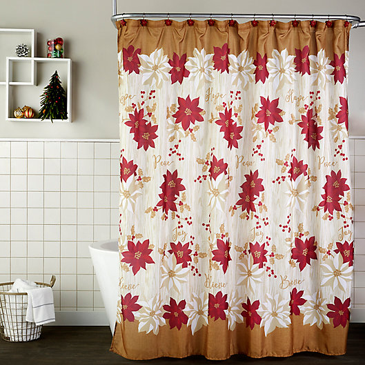 Skl Home Poinsettia Shower Curtain And, Bed Bath And Beyond Teal Shower Curtain