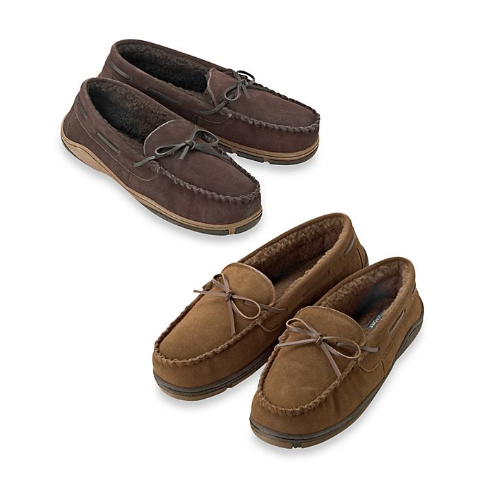 rockport® men's genuine suede moccasin slipper | bed bath & beyond