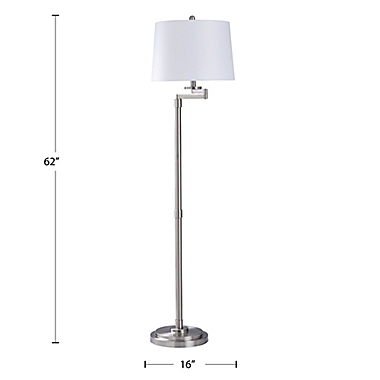 W Home Swing Arm Floor Lamp in Brushed Nickel with White Shade. View a larger version of this product image.