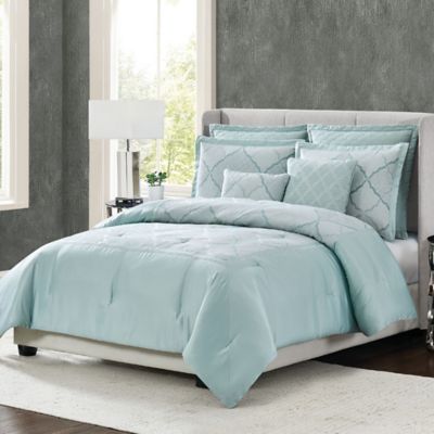 5th Avenue Lux Roya Comforter Set, Light Blue Bed Set Queen