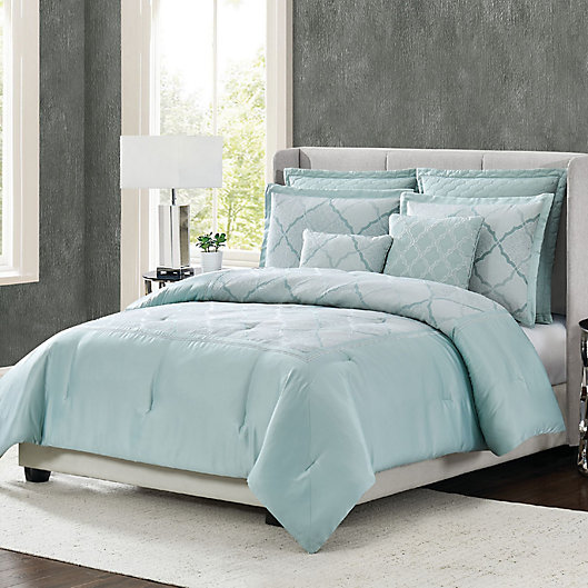 5th Avenue Lux Roya Comforter Set, Light Blue And Grey Bed Sets