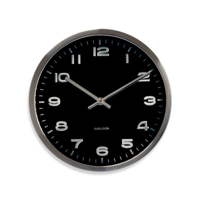 Present Time Karlsson 10Inch Mini Maxie Wall Clock in Chrome and Black Bed Bath & Beyond
