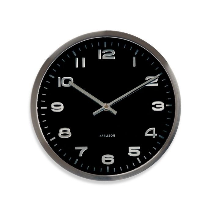 Present Time Karlsson 10-Inch Mini Maxie Wall Clock in Chrome and Black ...