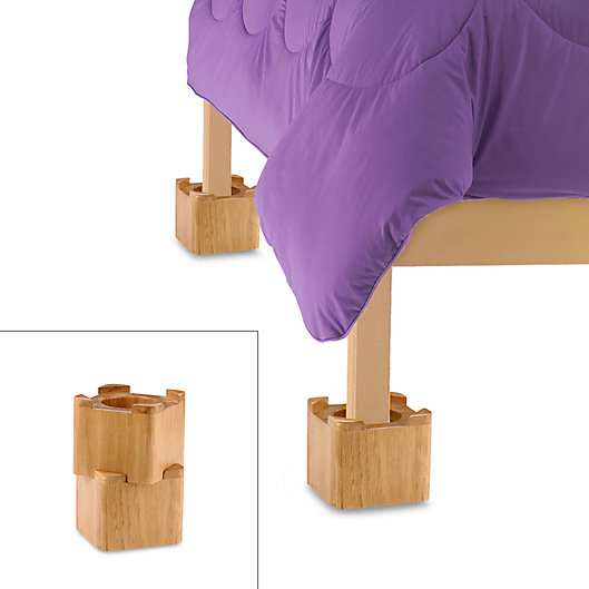 Alternate image 1 for Blond Wooden Bed Lifts (Set of 4)