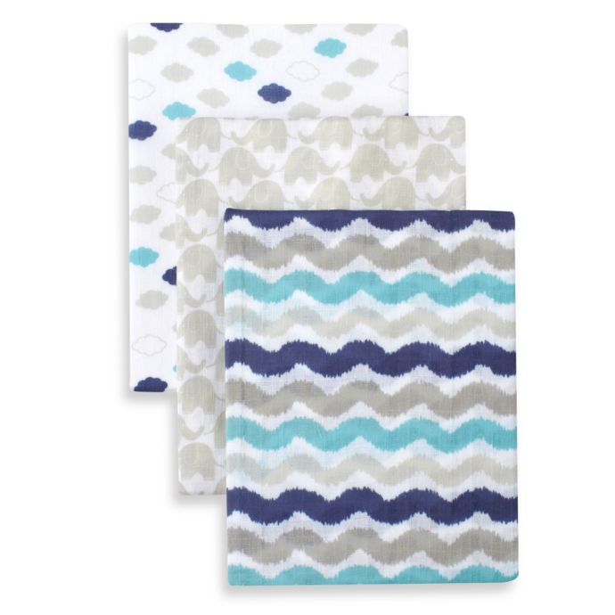 Just Born® 3Pack Muslin Swaddle Blanket in Navy Combo buybuy BABY