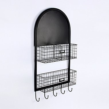 Bee & Willow&trade; Home 16.5-Inch x 31-Inch Metal Chalkboard and Shelves in Black. View a larger version of this product image.
