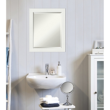 Amanti Art Vanity 19-Inch x 23-Inch Narrow Framed Bathroom Vanity Mirror in White. View a larger version of this product image.